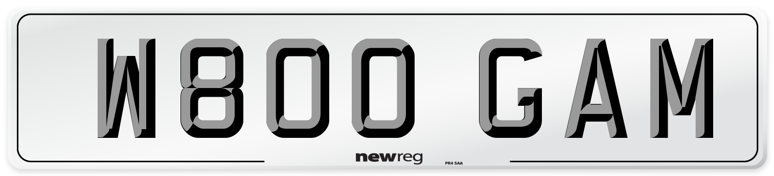 W800 GAM Number Plate from New Reg